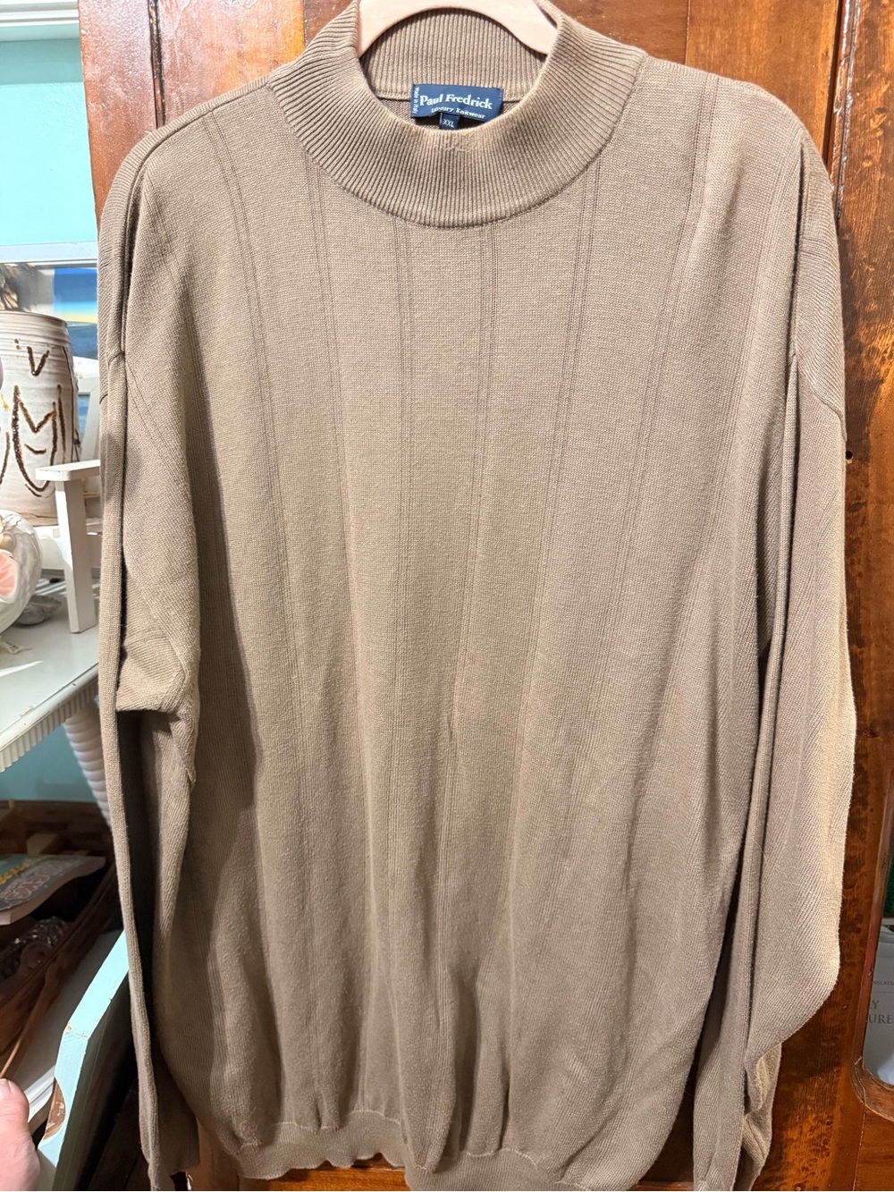 Paul Fredrick made in Italy Brown Crewneck Cotton Blend Sweater Xxl